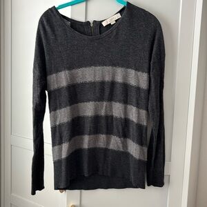 Loft Gray Striped Sweater